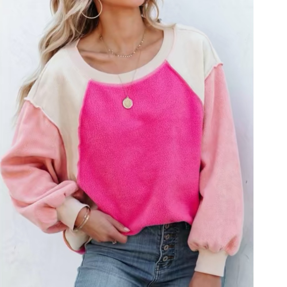 Colorblock Fleece Sweatshirt! New